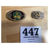 Two vintage menï¿½s belt buckles, one for the rodeo