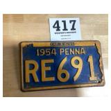 1954 Pennsylvania license plate