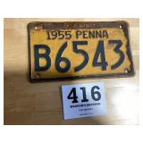 1955 Pennsylvania license plate