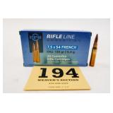 PPU 7.5X54 FRENCH 139GR FMJ 1 BOX(20 RNDS)