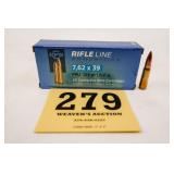 PPU 7.62X39 123GR, FMJ 1 BOX(20 RNDS)