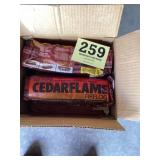 Box of eight easy to light cedar flame , fire,