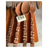 Four piece spoon and fork wooden decoration set