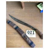 Machete with wooden sheath