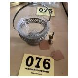 Candy dish, and brass duck card holder