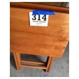 Three wooden TV trays