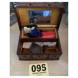 Vintage musical jewelry box with content
