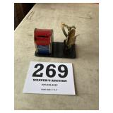 Desk stamp holder and scale