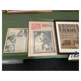 Vintage framed western items Jack Palance Jesse