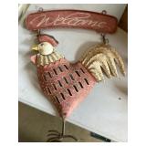 Metal Chicken Welcome sign