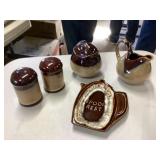 Sanyo and Pfaltzgraff sugar, creamer ,spoonrest