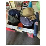 Hat lot with Yankee umbrella
