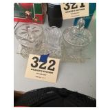 Cut glass, sugar, creamer, celery tray