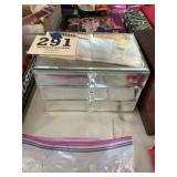 Three drawer mirrored jewelry box