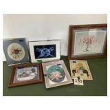 Framed print lot cardinal in on nest floral