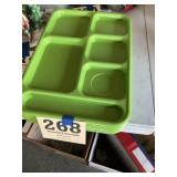 Six plastic divided trays