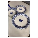 Folkcraft Hearts Dinnerware blue and ivory