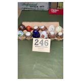 One dozen decorated ceramic eggs
