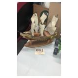 Pirate ship display model with stand