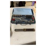 Empty Milwaukee case, socket set, angle finder