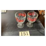 Two vintage glass Coca-Cola advertising goblets