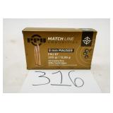 PPU 8MM MAUSER MATCH FMJ 200GR 1 BOX(20 RNDS)