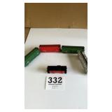 HO gauge Box, cars, and caboose