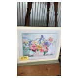 Floral stitch, work and painting on canvas