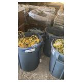 Four totes of lights on a cord