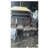 Five picnic tables and benches