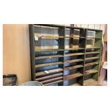 Large green shelving unit