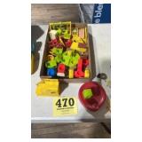 Fisher Price toys and assorted furniture