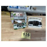 Two vintage metal toy, foreign style cars, a Fiat