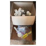 Coffee, mugs, glassware, measuring cups, and