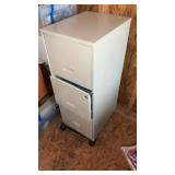 File cabinet metal three door on rollers