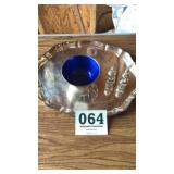 Silver, plated tray, salt, and pepper finger bowl