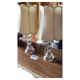 Pair glass table lamps