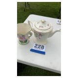 Ornamental, tea pot and vase