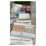 Assorted bathroom, things, towels, shower,