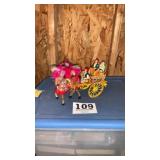 Decorated horse and carriage home decor set