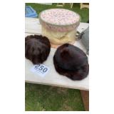 Fur hat, ladies, vintage fur hats the box comes