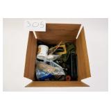 MISC BOX OF VINTAGE GUN RELATED PIECES