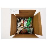 MISC BOX OF VINTAGE GUN RELATED PIECES