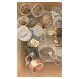 Assorted glassware and lantern globes