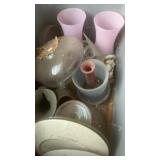 Hamper full of dishware and my jars