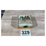 Old sewing box with birds on it possibly made of