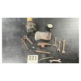 Old tool lot and gauge and gearbox