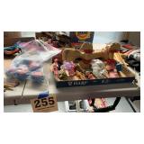 Table lot of different types of toys