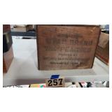 Old wooden advertising box, and a Skil Router