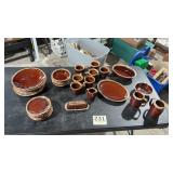 Vintage lot of the brown Hull pottery dinnerware
